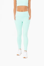 Laser-Cut and Bonded Essential Foldover Highwaist Leggings: ICE GREEN / S:M:L (2:2:2)