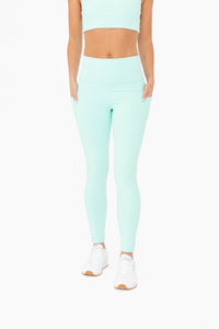 Laser-Cut and Bonded Essential Foldover Highwaist Leggings: ICE GREEN / S:M:L (2:2:2)