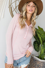 Two Tone Rib w/Snap Button Henley Top
