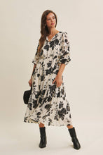 Dreamy Jacquard Floral Midi Dress w/ Statement Sleave