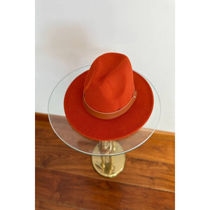 Classic Fedora Hat with Leather Belt: IVORY