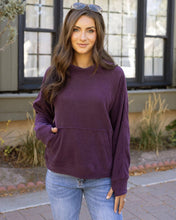 Corded Pullover Hoodie in Aubergine