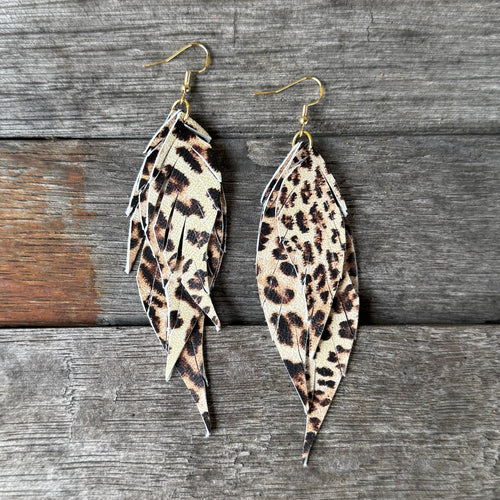 Wings of an Angel - Leopard - Leather Earrings