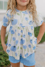 Girls Periwinkle Floral Ruffle Pocket Spring Short Set