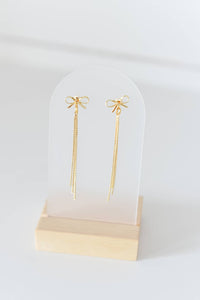 Bow gold plated studs-with gold dangle-hypoallergenic