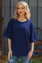 Oversized Relaxed Fit Terry Top: NAVY / L