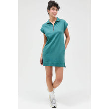 Half Zip Up Mock Neck Mini Dress: DARK TEAL