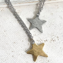 Non-Tarnishing Celestial Mix-Metal Star Necklace: Silver