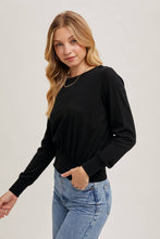 Round Neck Waist Band Knit Pullover Top