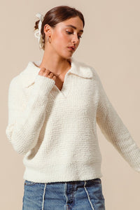 Fluffy Micro Soft Textured Sweater Top