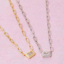 Gold Dipped Cz Baguette Pendant Necklace: GOLD