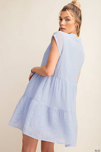 CRINKLE TENCEL FABRIC LINED TIERED DRESS