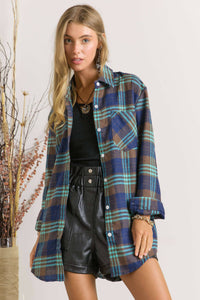 Button Down Plaid Shirt - Blue