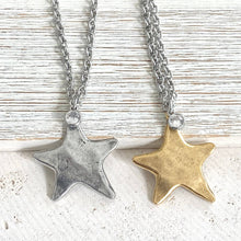Non-Tarnishing Celestial Mix-Metal Star Necklace: Gold