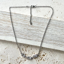 16-18" Rectangle Crystal Mix-Metal Layering Necklace