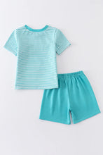 Green Striped Turtle Embroidery Boys Set