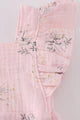 Pink Floral Print Muslin Girl Ruffle Bubble