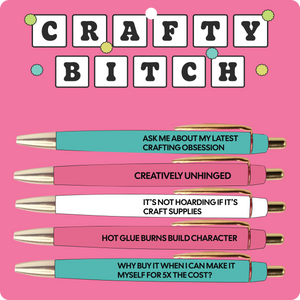 Crafty Bitch Pen Set (funny, gift, pens, stationery)