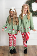 Kids Christmas Candy Cane Stripe Santa Ruffle Legging Set
