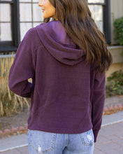 Corded Pullover Hoodie in Aubergine