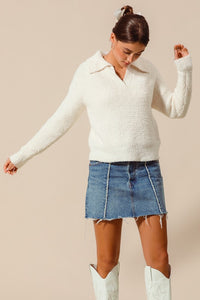 Fluffy Micro Soft Textured Sweater Top