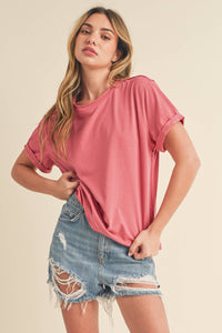 Mali Baby Tee Short Sleeve Top: Rose