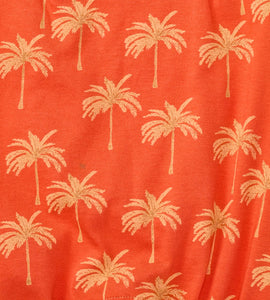 Golden Palms Romper: Hibiscus Red