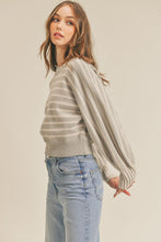 Striped Batwing Sleeve Crew Neck Sweater