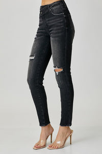 Risen High Rise Crossover Relaxed Skinny - Black