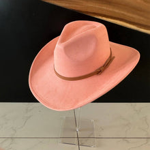 Fashion Vegan Suede Cowboy Hat w/ Leather Belt - Brown