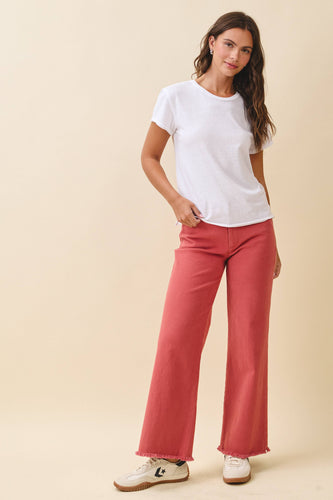 Wide Leg Raw Hem Denim Pants