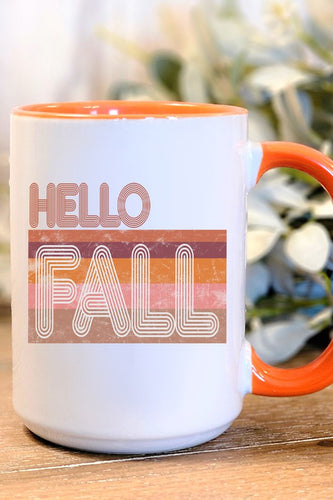Fall Retro Striped Hello Coffee Mug