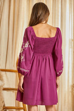 Babydoll Embroidered Dress - Magenta