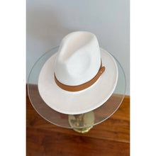 Classic Fedora Hat with Leather Belt: IVORY