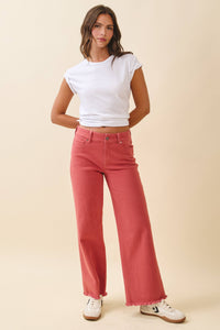 Wide Leg Raw Hem Denim Pants
