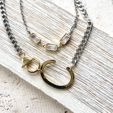 16-18" Rectangle Crystal Mix-Metal Layering Necklace