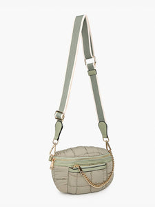 Mabel Quilted Nylon Belt Bag w/ Guitar Strap: Pewter