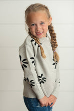 Kids Light Gray Flower Crew Neck Fall Winter Sweater