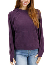 Corded Pullover Hoodie in Aubergine