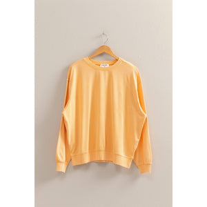 Drop Shoulders Relaxed Crew Neck Sweatshirt: SUNFLOWER