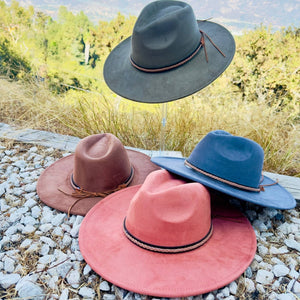 Fashion Classic Wide Brim Suede Hat - Rust