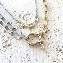 16-18" Rectangle Crystal Mix-Metal Layering Necklace