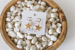 Star earrings 18k gold earring hooks-hypoallergenic