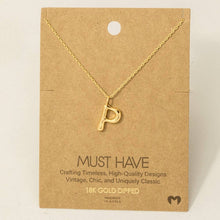 Gold Dipped Bubble Letter Pendant Necklace: P