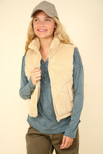 Zig-Zag Padded Corduroy Puffer Jacket - Cream