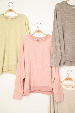 Oversized Comfy Soft Contrast Knit Top - Apple Green