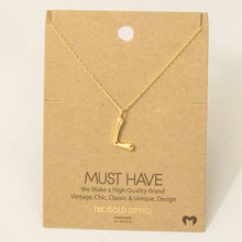 Gold Dipped Bubble Letter Pendant Necklace: L