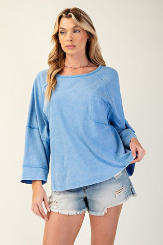 Mineral Washed Cotton Jersey Boxy Top