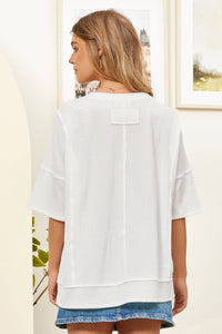 Half Sleeve Relaxed Pocket Blouse: Mint Green / S