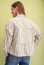 Printed Corduroy Babydoll Style Button Up Jacket